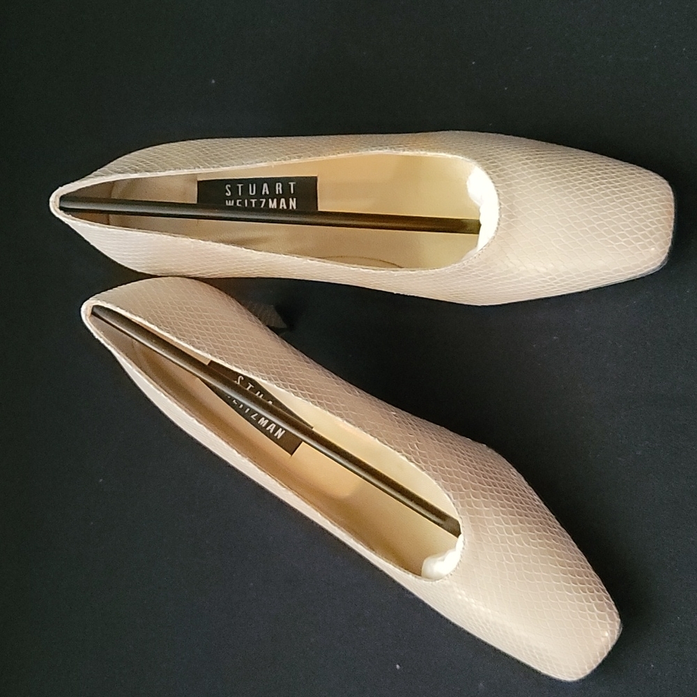 Stuart Weitxman COBRA Ivory Snakeskin Pumps, Sz. 10W